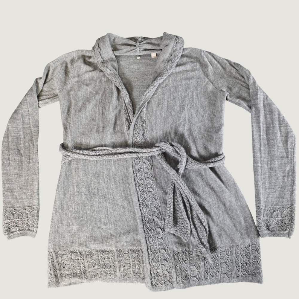 Anthropologie Knitted & Knotted Cardigan Sweater Cottagecore Wool Blend Medium